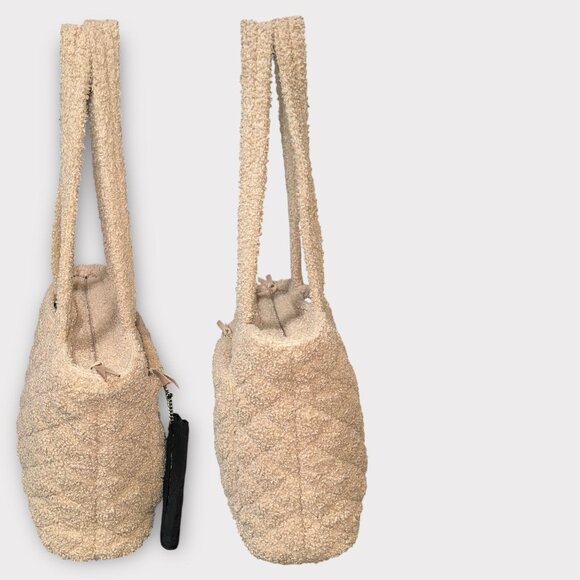 Vera Bradley Vera Tote Beige Ginger Snap Fleece Boucle Shoulder Bag + ID Wallet - Picture 5 of 14